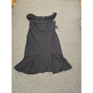 Marina Off-the-Shoulder Mermaid Crepe Dress   Sz 22W   Black   Stretch